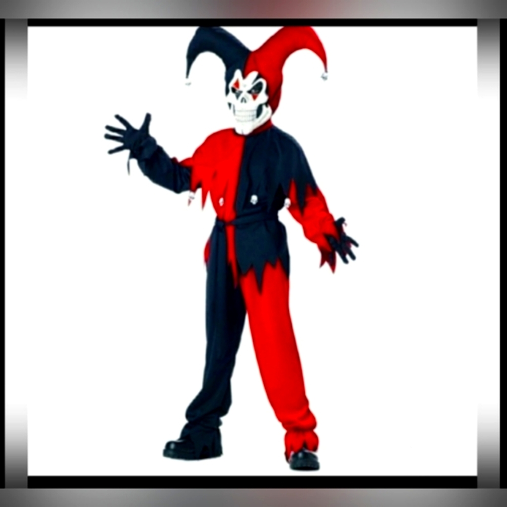 Joker/Jester by California Costumes (Red/Black)Sz Med(8-10) Youth